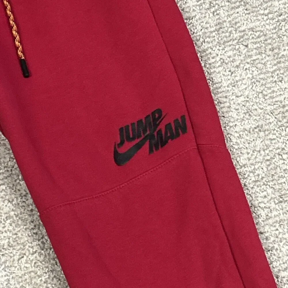 Nike Jordan SweatPants Mens Large Red Jumpman Fleece Joggers Hibiscus DJ0260-652